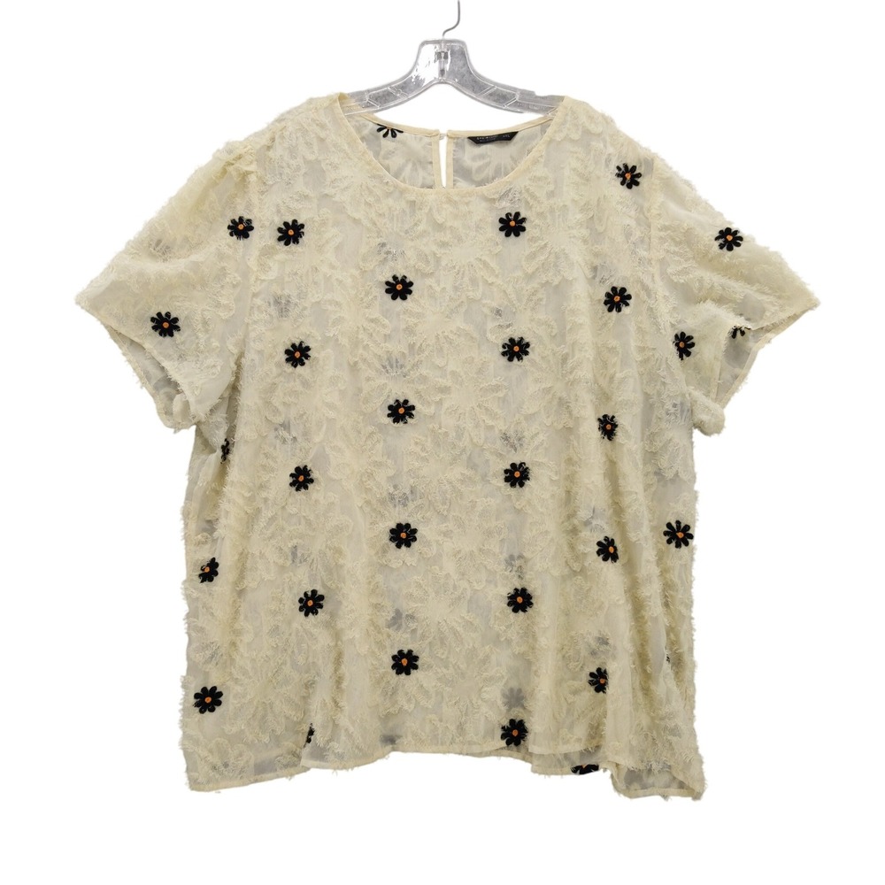 Shein‎ Curve Floral Embroidered Tunic Top 3D Texture 4XL
